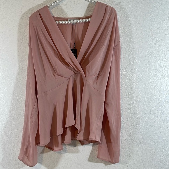 FASHION NOVA Love At First Sight Blouse Pink Size Large NEW - Picture 2 of 11